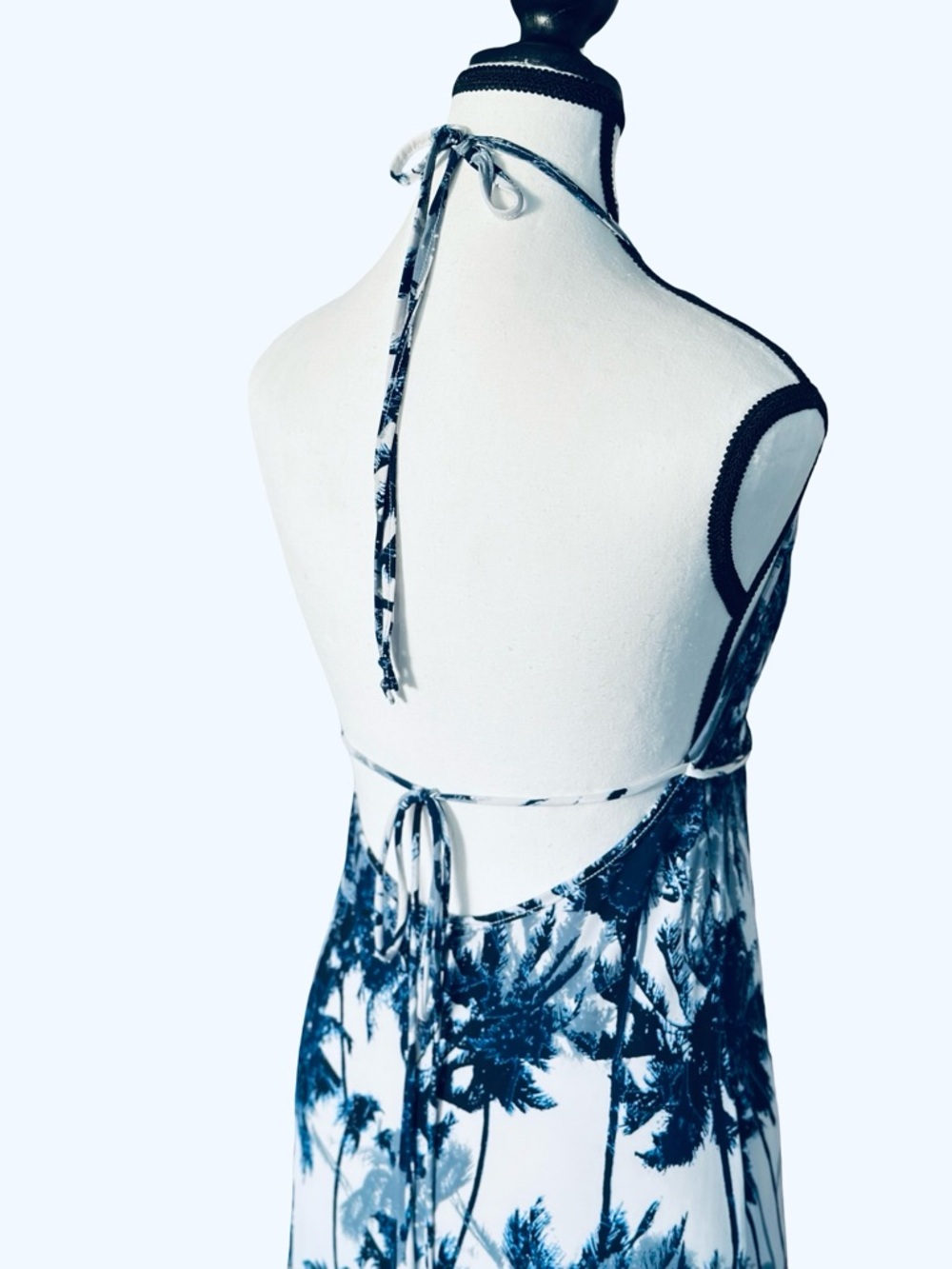 Elan Women’s Navy & White Palm-Print Halter Maxi Dress - Small, New - Picture 6 of 7
